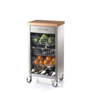 Küchenwagen, Gemüsewagen GALWAY. Edelsta Grau - Metall - Holzart/Dekor - 48 x 94 x 35 cm