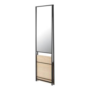 Miroir sur pied avec deux étagères Noir - Métal - 44 x 151 x 60 cm
