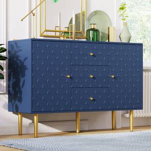 Sideboard OzeanⅢ Blau - Holzwerkstoff - Metall - Massivholz - 40 x 82 x 120 cm