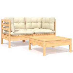 Garten-Lounge-Set (3-teilig) 3012138-9 Creme - Holz