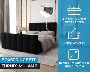 Boxspringbett MULAN 2 Schwarz - Breite: 185 cm