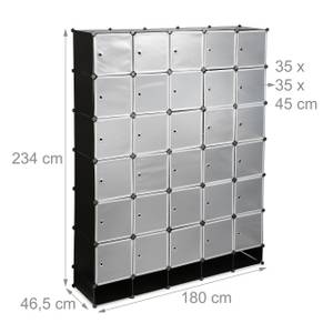 Armoire cubes modulables XXL Noir - Argenté - Translucide