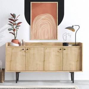 Sideboard Navi Beige - Holzwerkstoff - 40 x 80 x 150 cm