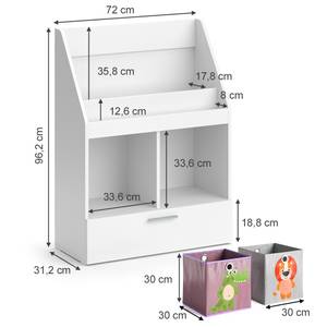 Bücherregal Luigi 2er-Set Grün - Orange - Weiß - 31 x 96 cm