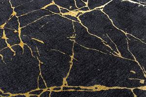 Teppich MARBLE Schwarz - Gold - Kunststoff - Stein - Textil - 240 x 1 x 160 cm