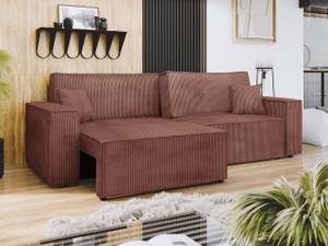 Sofa Karl Cord mit L-Funktion Altrosa