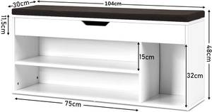 Schuhbank mit Sitzfläche Weiß - Holzwerkstoff - 48 x 30 x 104 cm