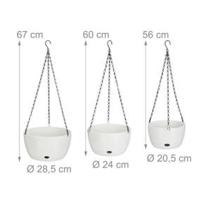 Pots de fleurs suspendus en 3 tailles Noir - Blanc - Métal - Matière plastique - 29 x 67 x 29 cm