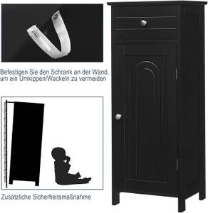 Badezimmerschrank Badschrank Schwarz - Holzwerkstoff - 29 x 90 x 46 cm
