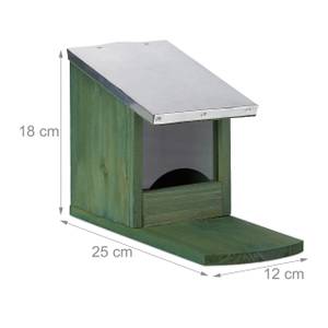 Mangeoire pour écureuils toit en métal Vert foncé - Argenté - Translucide