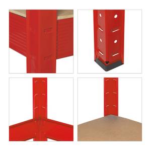 Werkbank 2 Ebenen Braun - Rot - Holzwerkstoff - Metall - 141 x 91 x 61 cm