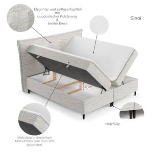 Boxspringbett Sinai I Taschenfeder Grau - Breite: 200 cm