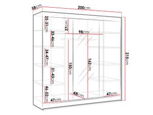 Kleiderschrank Derby 1 Braun - Holzwerkstoff - 200 x 215 x 58 cm