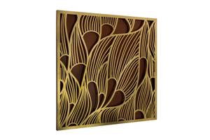 Metallbild Das Gold der Natur Schwarz - Gold - Metall - 80 x 80 x 3 cm