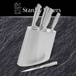 Stanley Rogers Messerblock mit 5 Messern Grau - Metall - 14 x 36 x 22 cm
