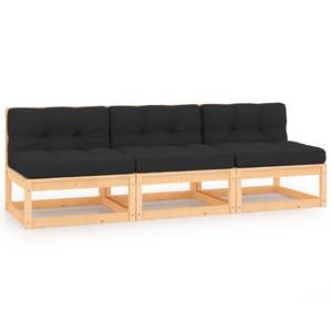 Gartensofa (3-teilig) 3009875-2 Anthrazit - Holz