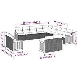 Gartensitzgruppe K485(13-tlg) Schwarz - Massivholz - 69 x 62 x 62 cm