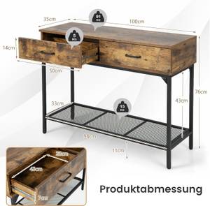 Konsolentisch mit 2 Schubladen Braun - Holzwerkstoff - 35 x 76 x 100 cm