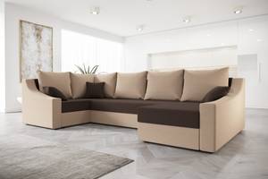 Ecksofa ONG Beige - Braun - Ecke davorstehend links