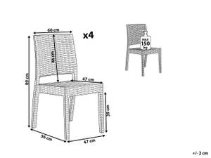 Chaise de jardin FOSSANO Blanc - Lot de 4