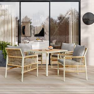 Gartenessgruppe MetalRattan Ⅴ Beige - Holzwerkstoff - Metall - Kunststoff - Polyrattan - 84 x 74 x 84 cm