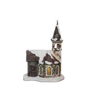 Weihnachtsdorf Miniatur Kirche Stein - 14 x 24 x 17 cm