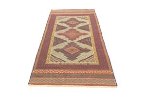 Kelim Afghan - 191x88cm Braun - Naturfaser - 88 x 1 x 191 cm