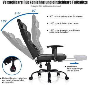 Gaming Stuhl Drehstuhl Schwarz - Kunststoff - 67 x 131 x 58 cm
