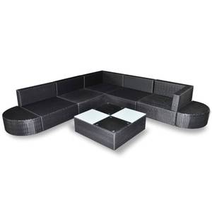 Gartenmöbel Set (8-tlg) 296258 Schwarz - Polyrattan - 244 x 54 x 244 cm