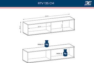 TV-Lowboard Lomé Schwarz - Breite: 135 cm