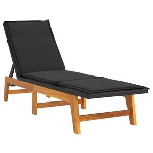 Chaise longue 319724 Noir - Métal - Polyrotin - Bois/Imitation - 54 x 87 x 200 cm