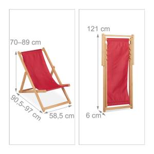 Roter Liegestuhl aus Holz Braun - Rot - Holzwerkstoff - Textil - 59 x 89 x 91 cm