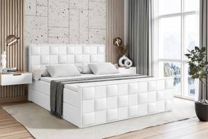 Boxspringbett ZAFIRA Hochglanz Weiß - Breite: 140 cm - H4