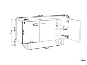 Buffet TIMBER Gris - Chêne foncé - Largeur : 140 cm