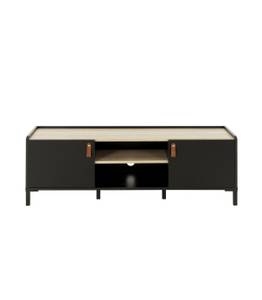 Banc TV 2 portes Amsterdam - L136 cm Noir - Bois manufacturé - 40 x 44 x 136 cm