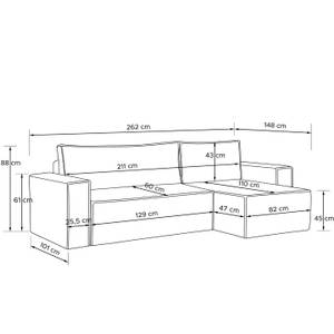 NAPI II Universal - Ecksofa Marineblau - Breite: 262 cm