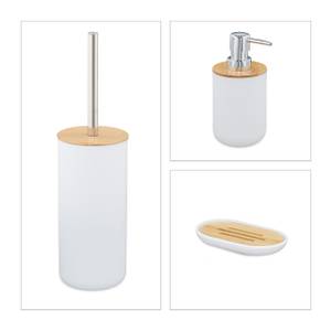 6 accessoires salle de bain en bambou Marron clair - Blanc
