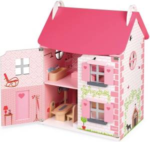 Mademoiselle Puppenhaus Pink - Massivholz - 30 x 54 x 41 cm