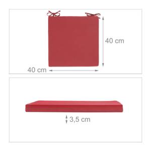 Lot de 4 coussins de siège Rouge - Matière plastique - Textile - 40 x 4 x 40 cm