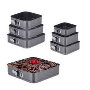 Springform 7er Set quadratisch Grau - Metall - 28 x 7 x 28 cm