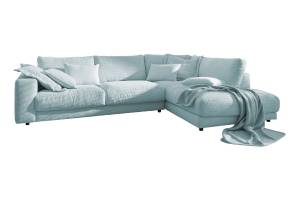 Sofa MADELINE Ecksofa Cord Hellblau - Ecke davorstehend rechts