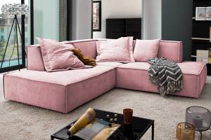 Ecksofa SAMU Stoff Pink - Ecke davorstehend links