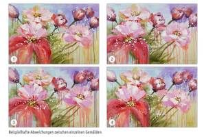 Bild handgemalt Im Garten von Morgen Pink - Massivholz - Textil - 90 x 60 x 4 cm
