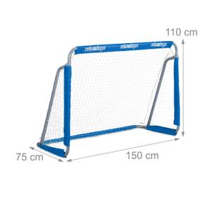 Fußballtor 2er Set blau Blau - Grau - Weiß - Metall - Textil - 150 x 110 x 75 cm