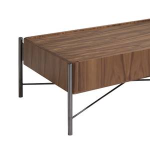 Table basse rectangle en noyer et acier Marron - Bois manufacturé - 120 x 38 x 70 cm