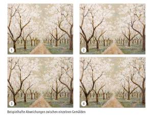Acrylbild handgemalt Allee voller Blüten Braun - Weiß - Massivholz - Textil - 100 x 75 x 4 cm