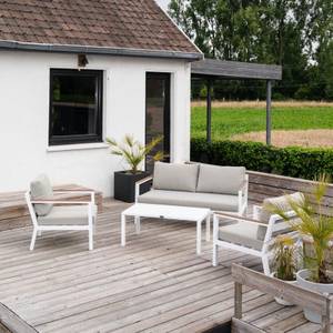 Salon de jardin 4 places en alu blanc Blanc