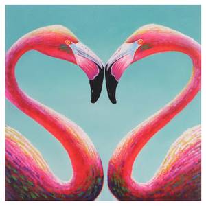 Ölgemälde Flamingo handgemalt Textil - 90 x 90 x 3 cm