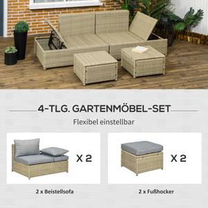 Gartensofa Set (4-tlg.) 860-299V00GG Grau - Polyrattan - 80 x 66 x 105 cm