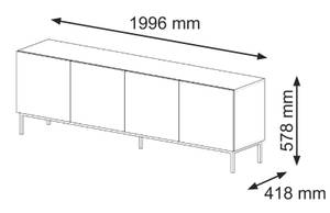 Meuble TV RavennaF 200x42x58 Beige - Noir - Doré